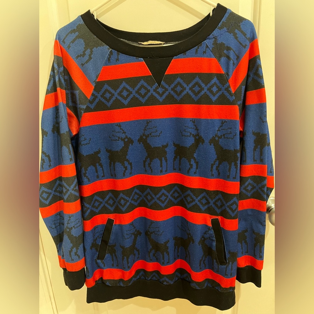 Cestyle Women Round Neck Christmas Reindeer Sweatshirt Pullover with Pockets